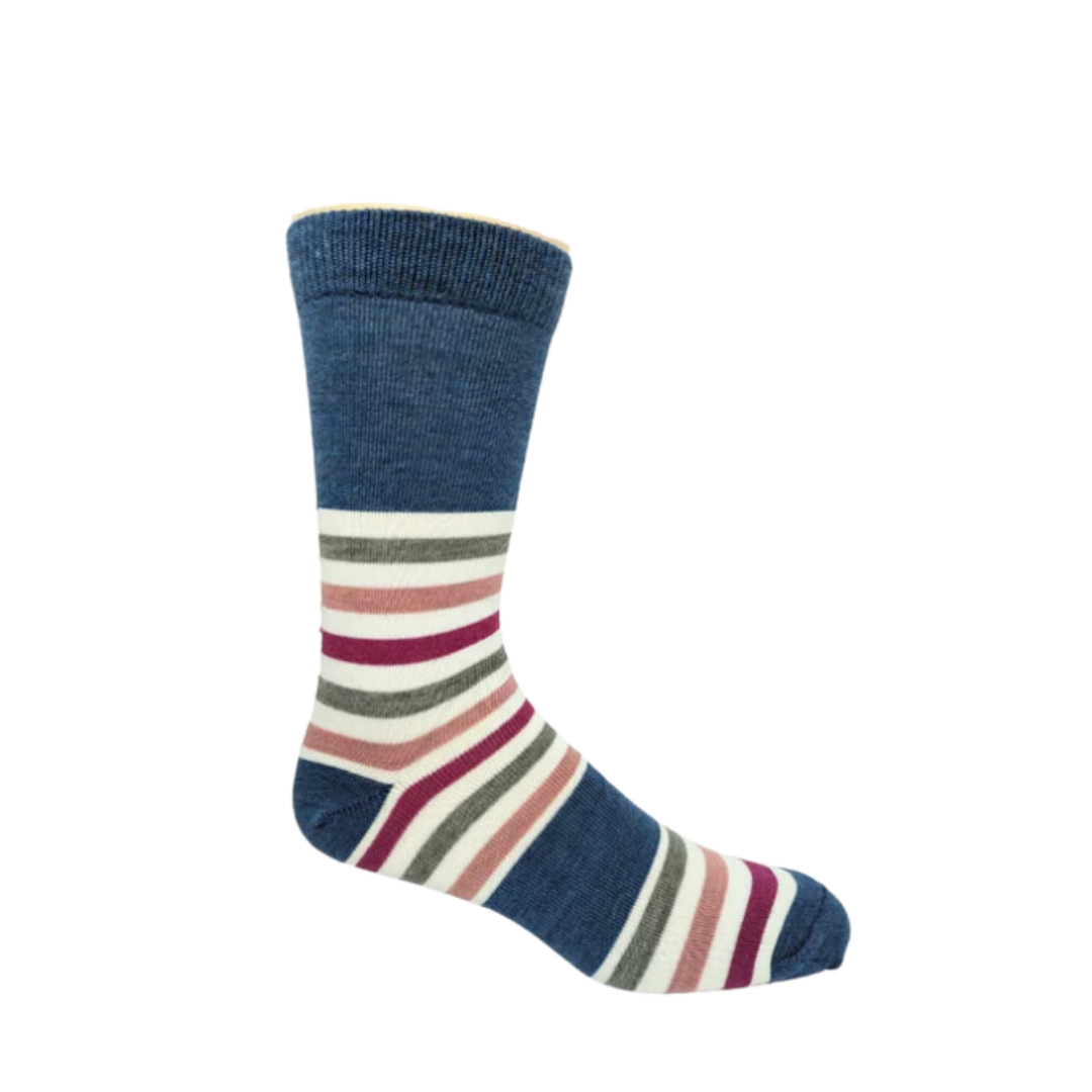 STRIPPY MÉRINOS CACHEMIRE denim - Abaka