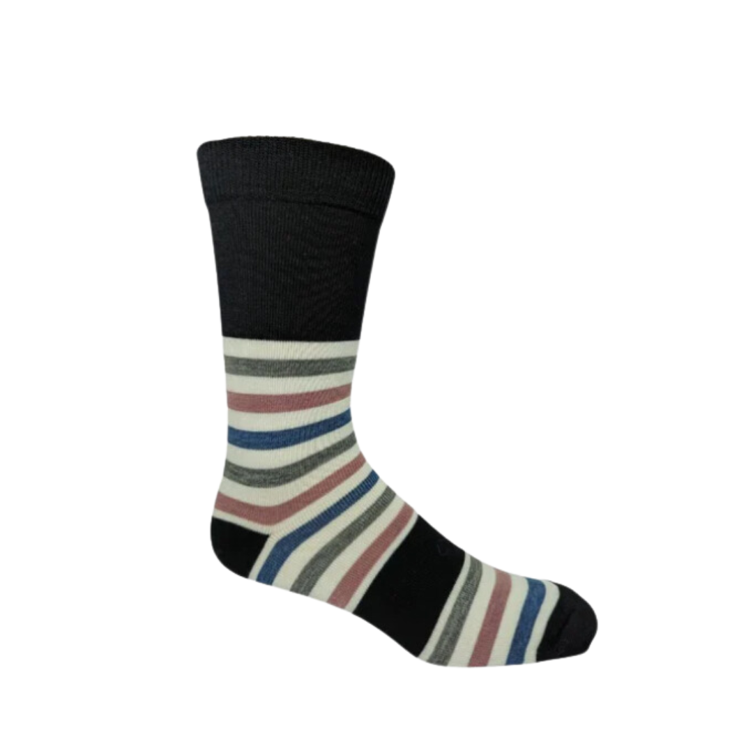 STRIPPY MÉRINOS CACHEMIRE noir - Abaka