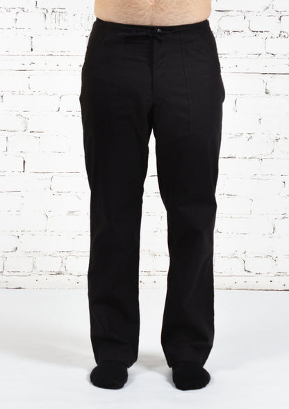 KAMELEON noir - Abaka Pantalon pour homme en chanvre avec cordon à la taille fait au Québec de façon éco-responsable.